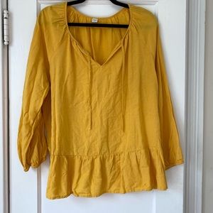 Old Navy Mustard Boho Blouse w/ Peplum Bottom